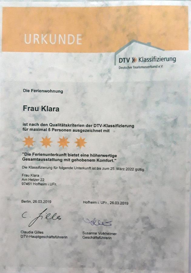 Ferienwohnung Frau Klara Hofheim in Unterfranken Exterior foto